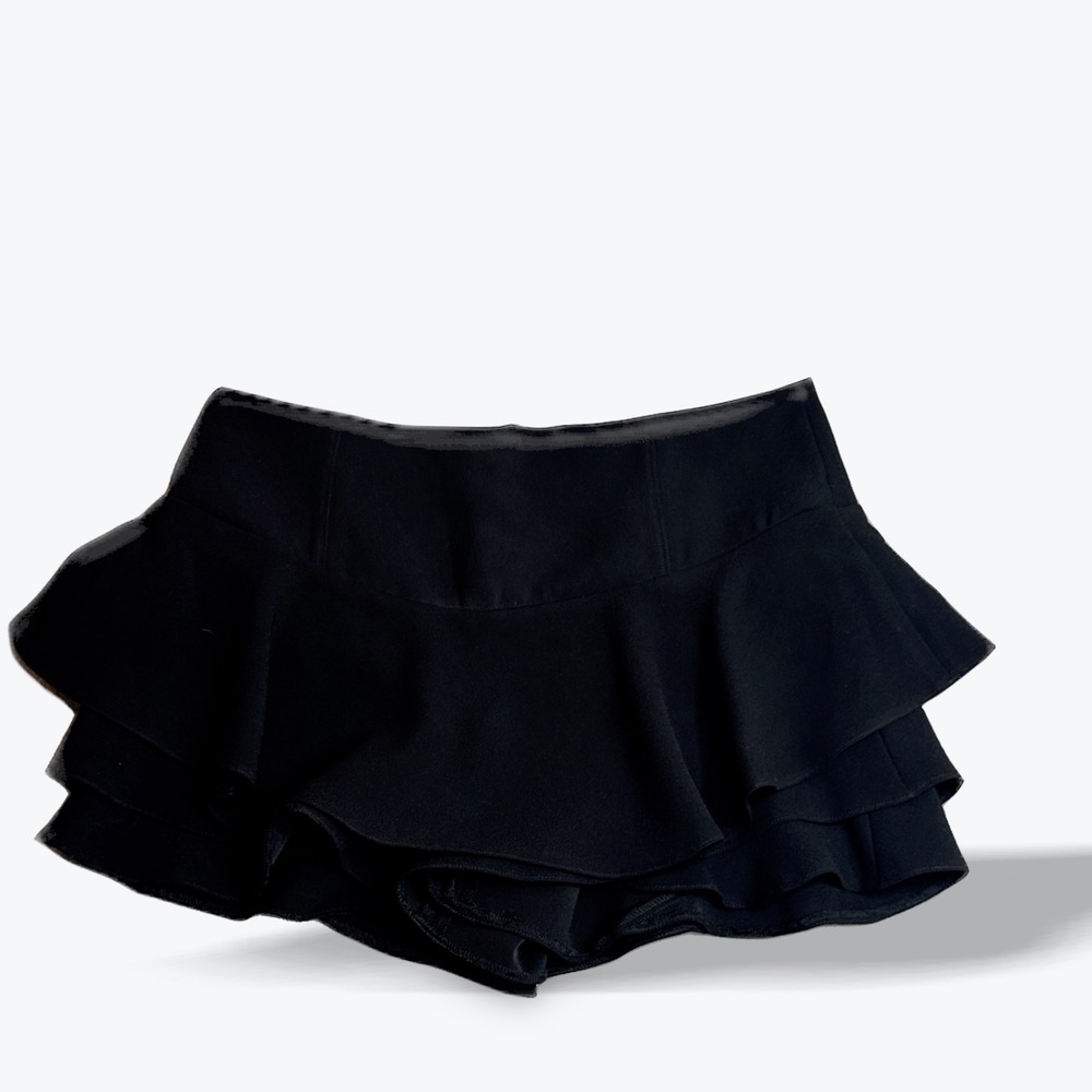Zara Woman Ruffle Tiered‎ Mini Skirt Shorts Skort Black XS NEW